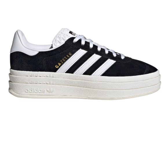 adidas Shoes - adidas Originals Women's Gazelle Bold Shoes - Color: Blk/White/Gold